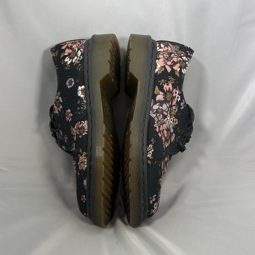 Dr. Martens Lester Canvas Shoes Womens 6 Black Wild Rose Floral Lace Up Oxford - Picture 6 of 10